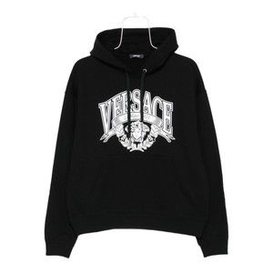 Versace Graphic Print Black Hoodie With Drawstring And Kangaroo Pocket - NWT